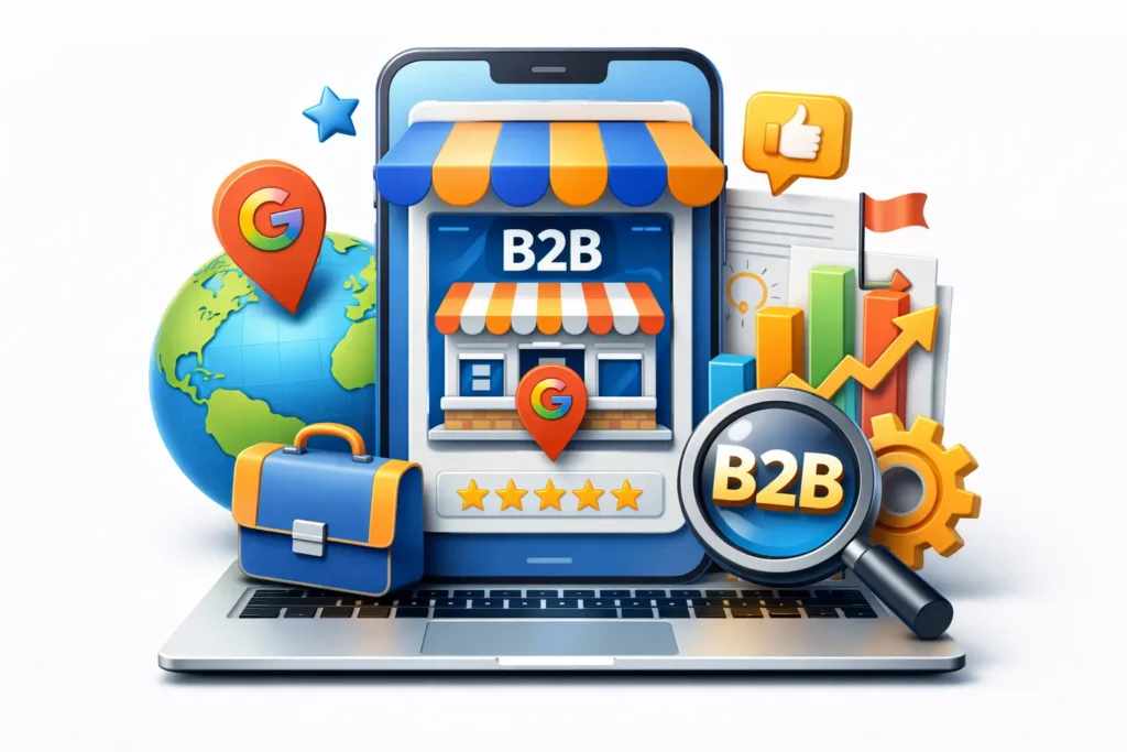 Image showing B2B company profile on Google with reviews and business tools
