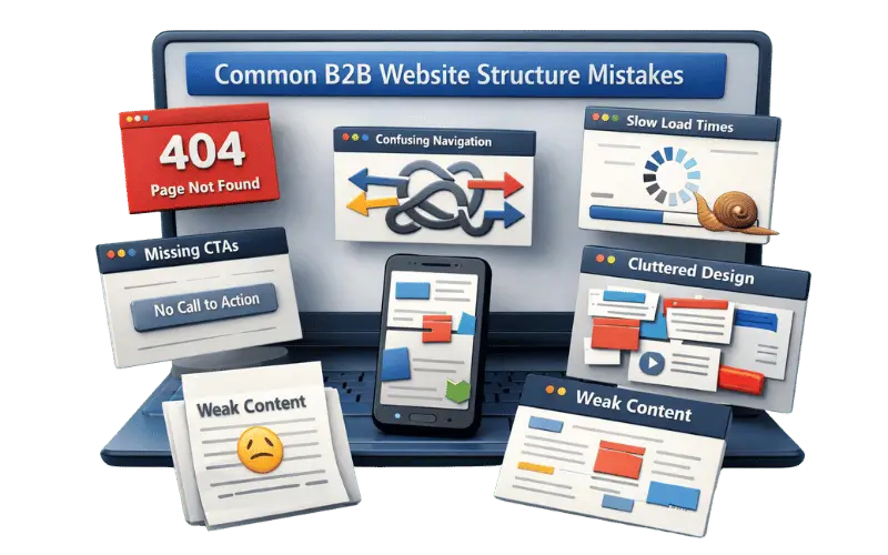 Image showing the Common site structure mistakes on B2B websites