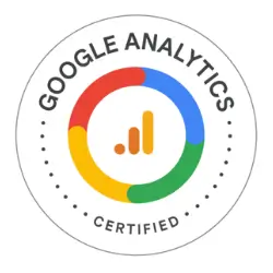 Google Analytics certification badge held by SearchHandle founder