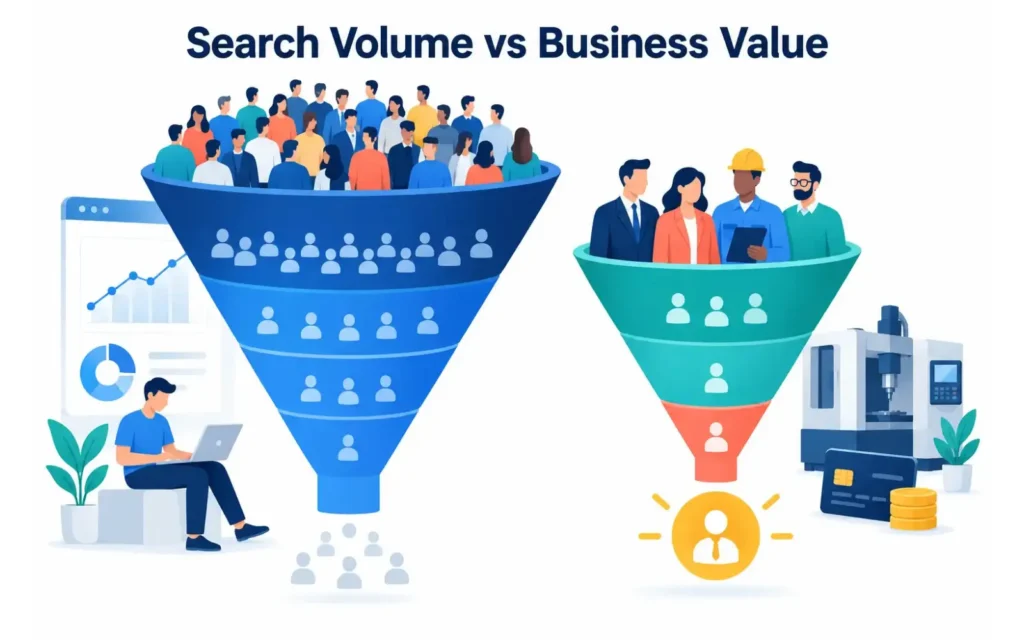 Search volume compared with business value for B2B keywords