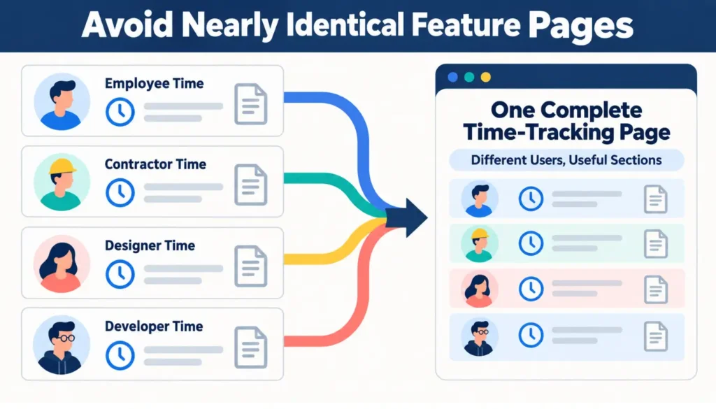 Avoid Nearly Identical Feature Pages